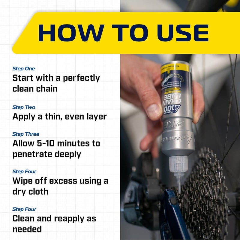 Formula 100 Dry Conditions Bike Chain Lube – Dry Weather Lubricant for Bicycles & Electric Bikes – Deep Penetration, Extends Lifetime, Protects Against Corrosion – 50ml (1.69 oz) - Image 4